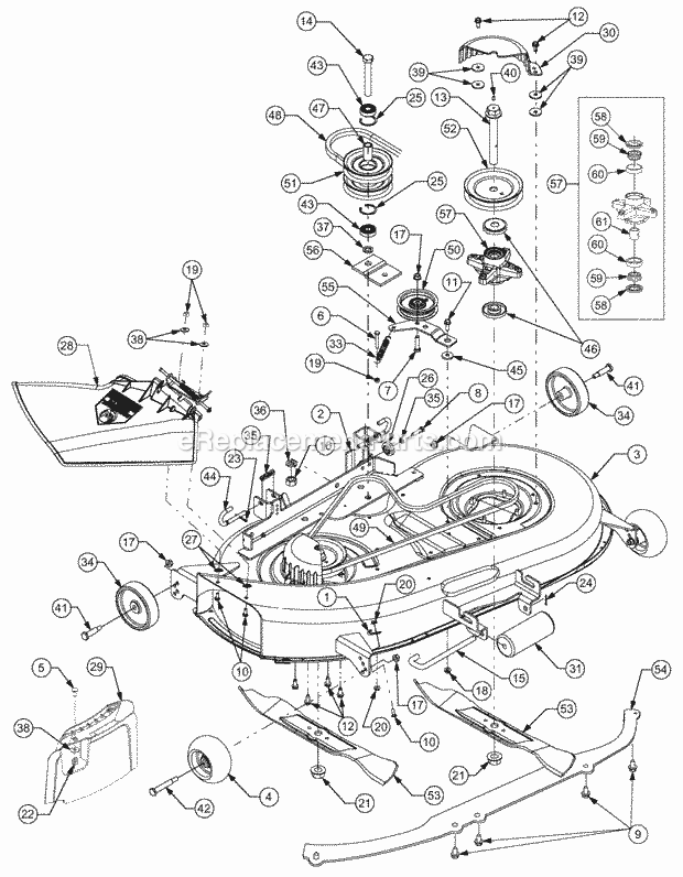 42 Inch Mower Deck Diagram and Parts List for 1527 13A-241G100 Cub Cadet Lawn Tractor